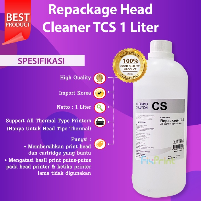 HEAD CLEANER TCS 1 LITER CAIRAN PEMBERSIH HEAD CARTRIDGE EPSON CANON HP