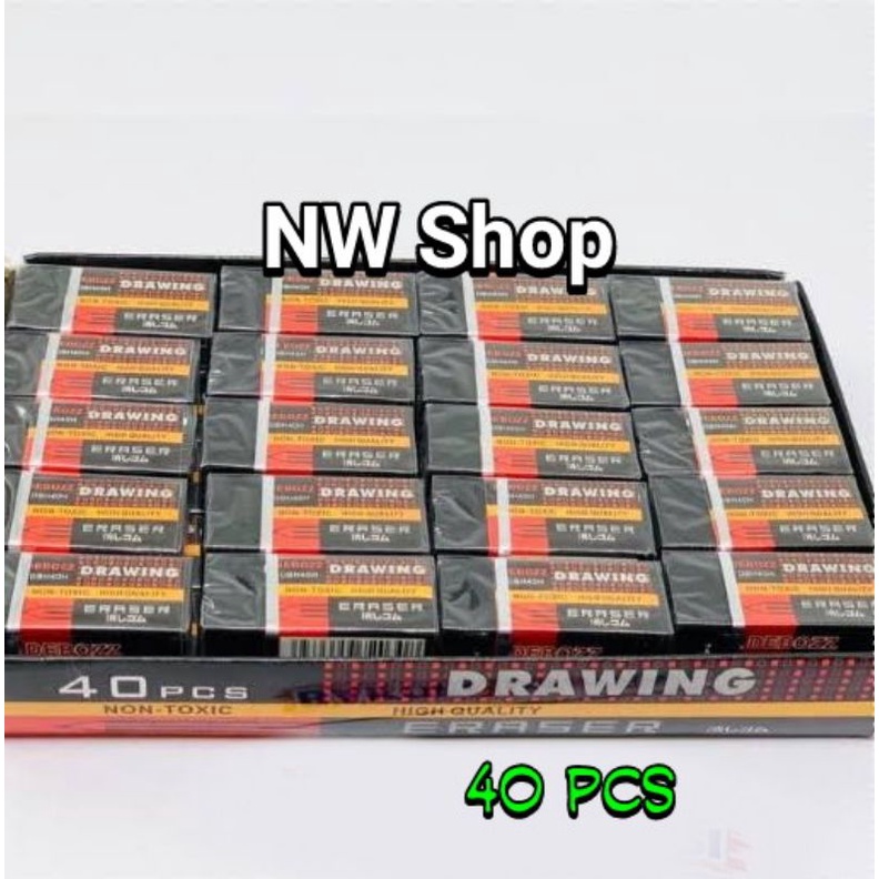 

40 buah Penghapus Warna Hitam Merk Drawing Original