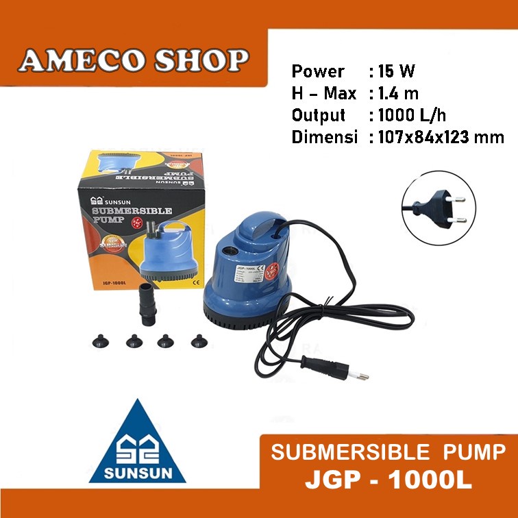 SUNSUN JGP 1000 Submersible Water Pump Pompa Air Celup Kolam Aquarium