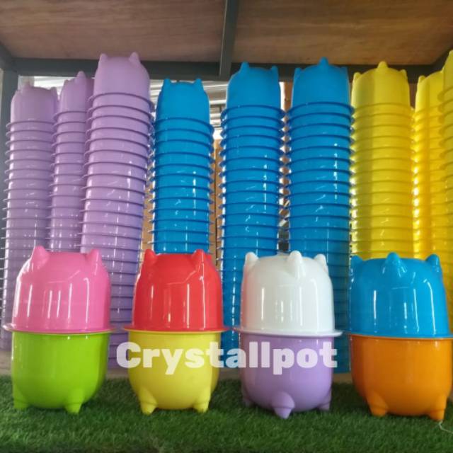 Pot bunga panda warna warni 21cm (fullcolour)