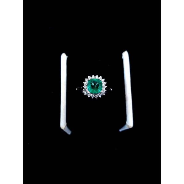 cincin lady day batu zamrud asli emas putih berliam