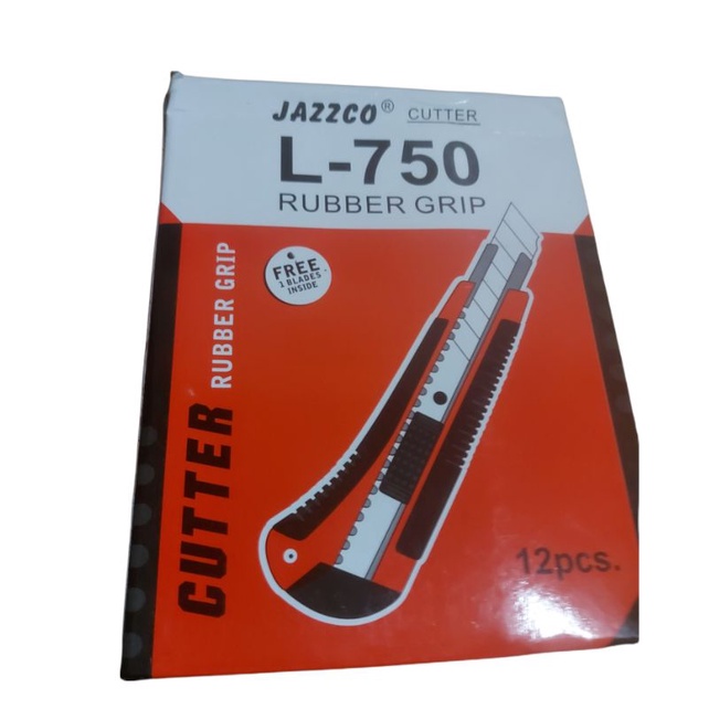 

Cutter L-750 Rubber Grip | Jazzco | 1 box : 12 pcs | Free 1 Blades Inside