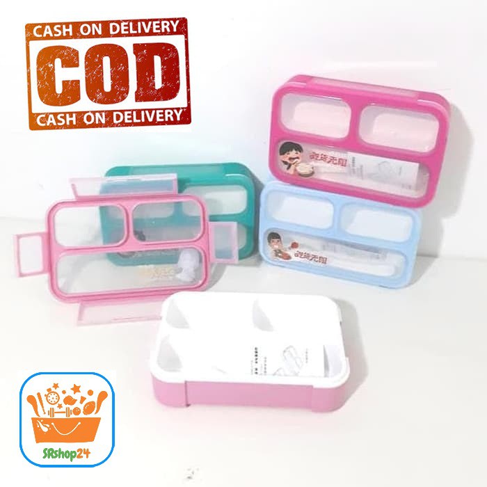 SRS (COD YES) YOOYEE KOTAK MAKAN / KOTAK BEKAL MINI SEKAT 3 / LUNCH BOX SEKAT 3 Mini - Baby BLUE