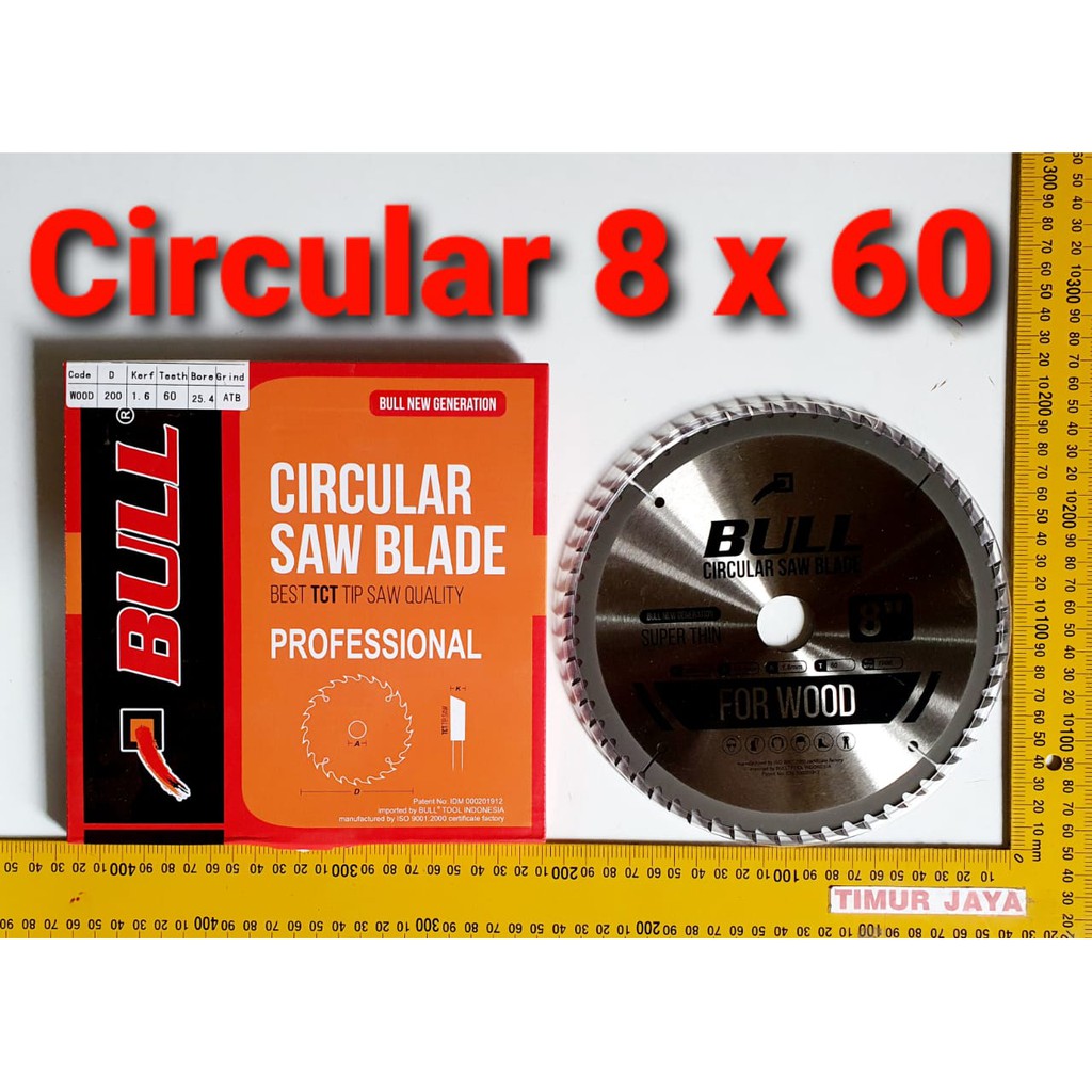 BULL 8&quot; x 60T Mata Potong Kayu Circular Saw Blade TCT Pisau Gergaji