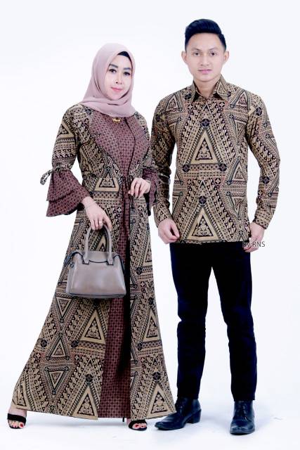 Couple Batik Gamis ,, Kerah Jazz Produk Original , Matt Katun Primis