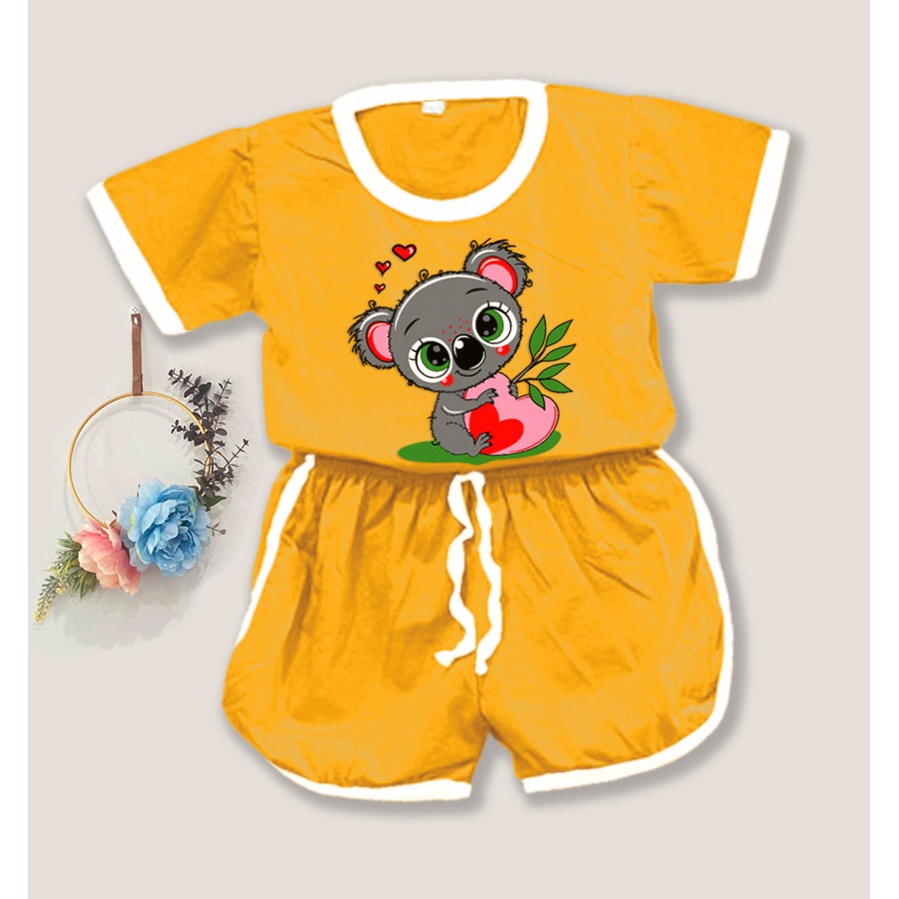 Rillo - Setelan Baju Playful Colour Anak Karakter Koala / Setelan Anak Unisex Usia 1-5 tahun