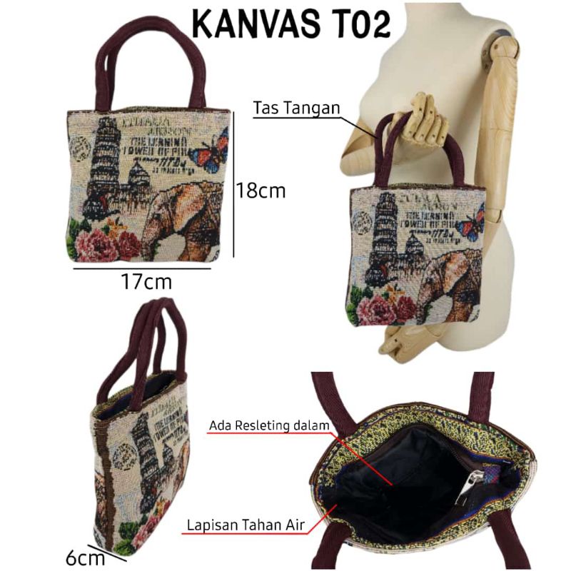 Tas Tote bag wanita kanvas Thailand import