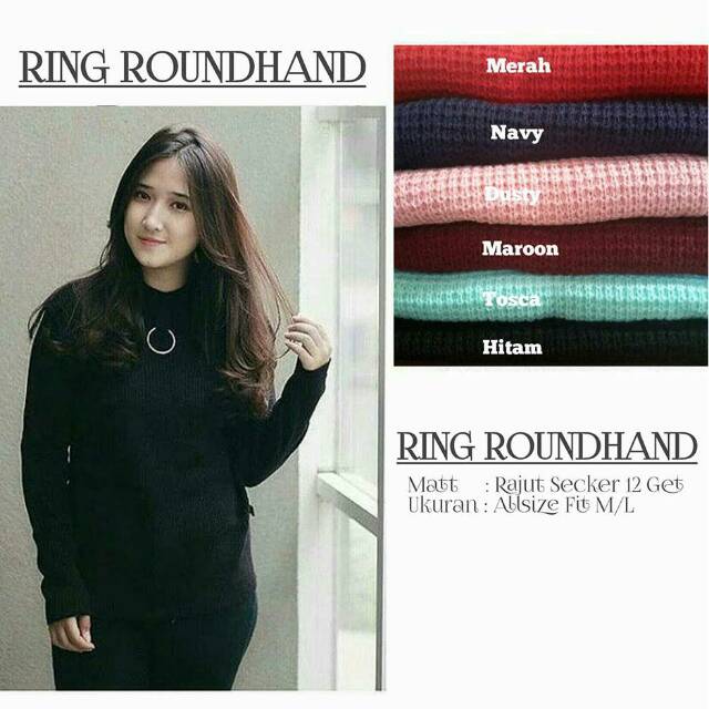 RING ROUNDHAND SWEATER ROUNDHAND RING SWEATER RAJUT WANITA SWEATER WANITA SWEATER RAJUT CEWEK