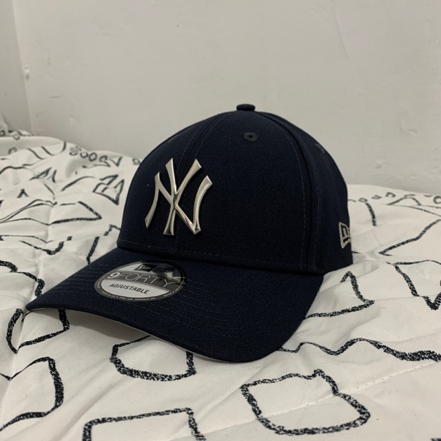 Topi New Era Cap Metal Logo Navy Shopee Indonesia