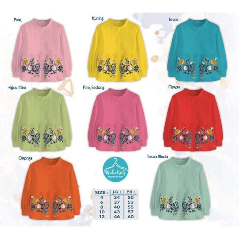 Kemeja Anak Cewek Shalu Kids Size 4-12 Tahun