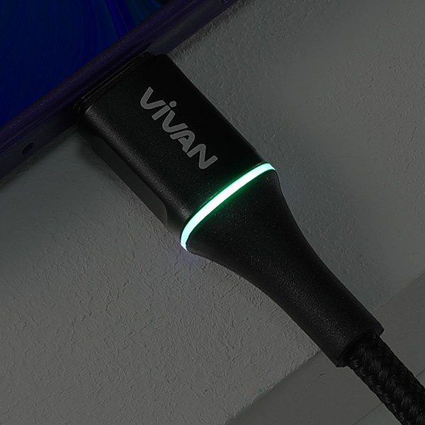 Vivan VDM100 1M / VDM200 2M Micro USB Data Cable LED Light 2.4A