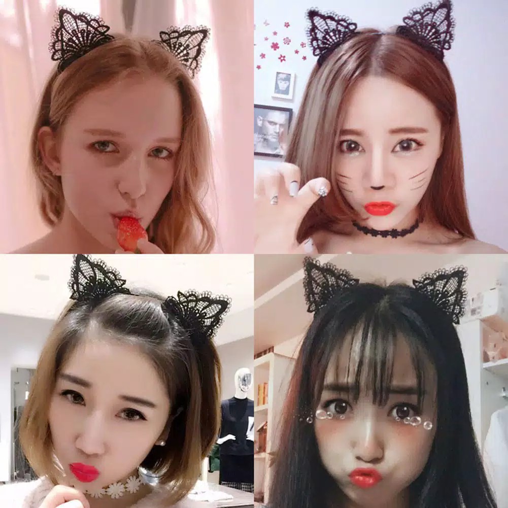 Bando telinga kuping kucing sexy hitam cosplay anime lucu gemoy wanita anak perempuan dewasa kekinian estetik aesthetic aksesoris rambut pesta