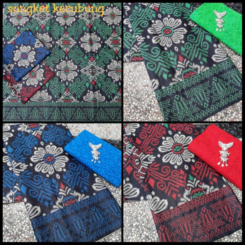 KAIN BATIK SONGKET KECUBUNG WARNA HIJAU MERAH BIRU