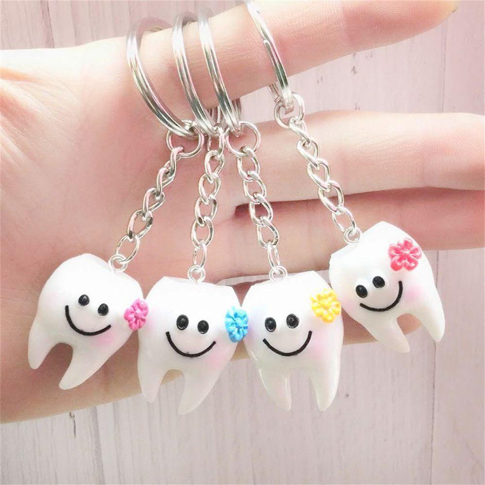 QUINTON Dental Key chain 5Pcs Aksesoris Gigi Dental Dekorasi Simulasi Resin Gigi Yang Indah Kunci Rings