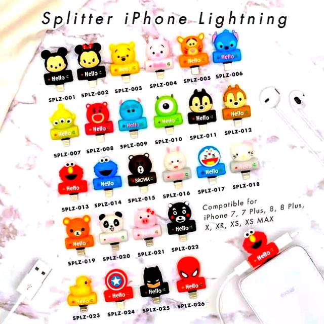 CARTOON/KABEL SPLITTER LIGHTNING/2 in 1 AUDIO & IPHONE LIGHTNING ADAPTER SPLITTER/SPLITTER IPHONE/HP