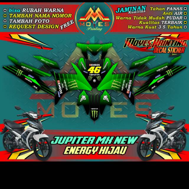 Sticker Motor jupiter mx new Decal yamaha jupiter Sticker Fullbody jupiter mx new motip energy hijau