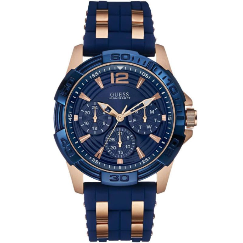 Guess Oasis Blue Rubber Watch Original - W0366G4 - Jam Tangan Pria