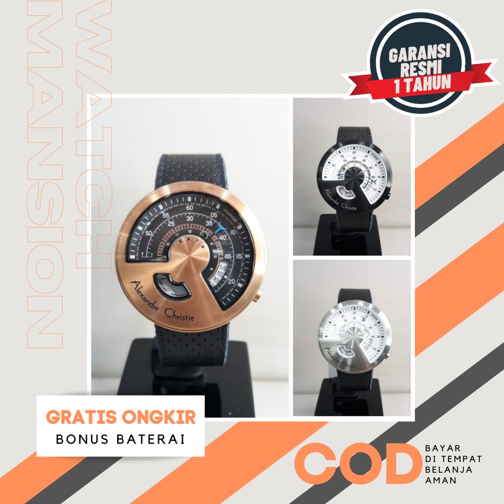 JAM TANGAN PRIA ALEXANDRE CHRISTIE 8516 AC8516 LEATHER STRAP ORIGINAL GARANSI FREE BATERAI