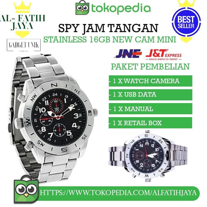 JAM TANGAN SPY CAMERA 16 GB CAM MINI KAMERA WATCH ORIGINAL SPYCAM ORI