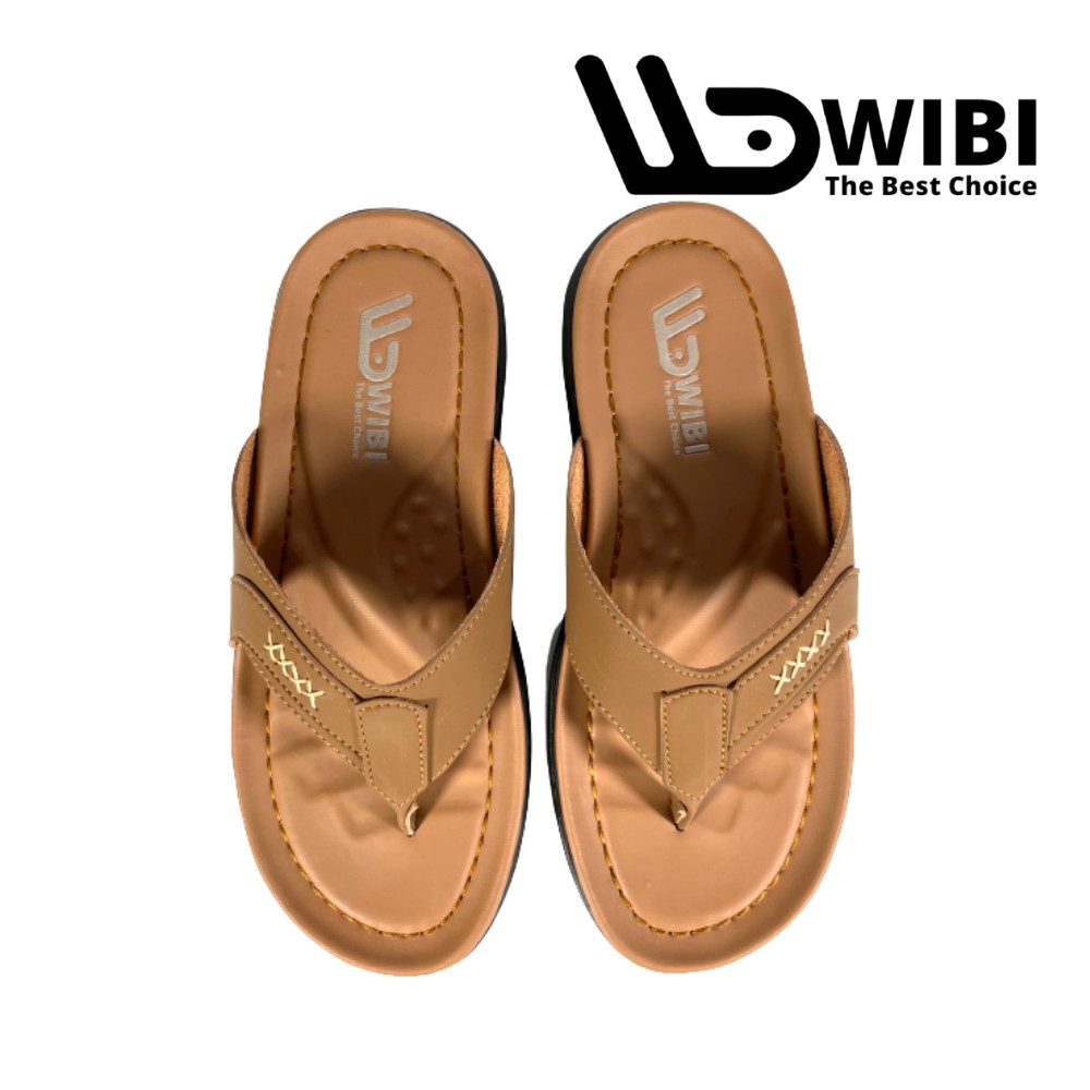 Sandal Kulit Pria Original WIBI Sendal Fashion Cowok Santai Traveling Trendy Casual Nyaman S 01