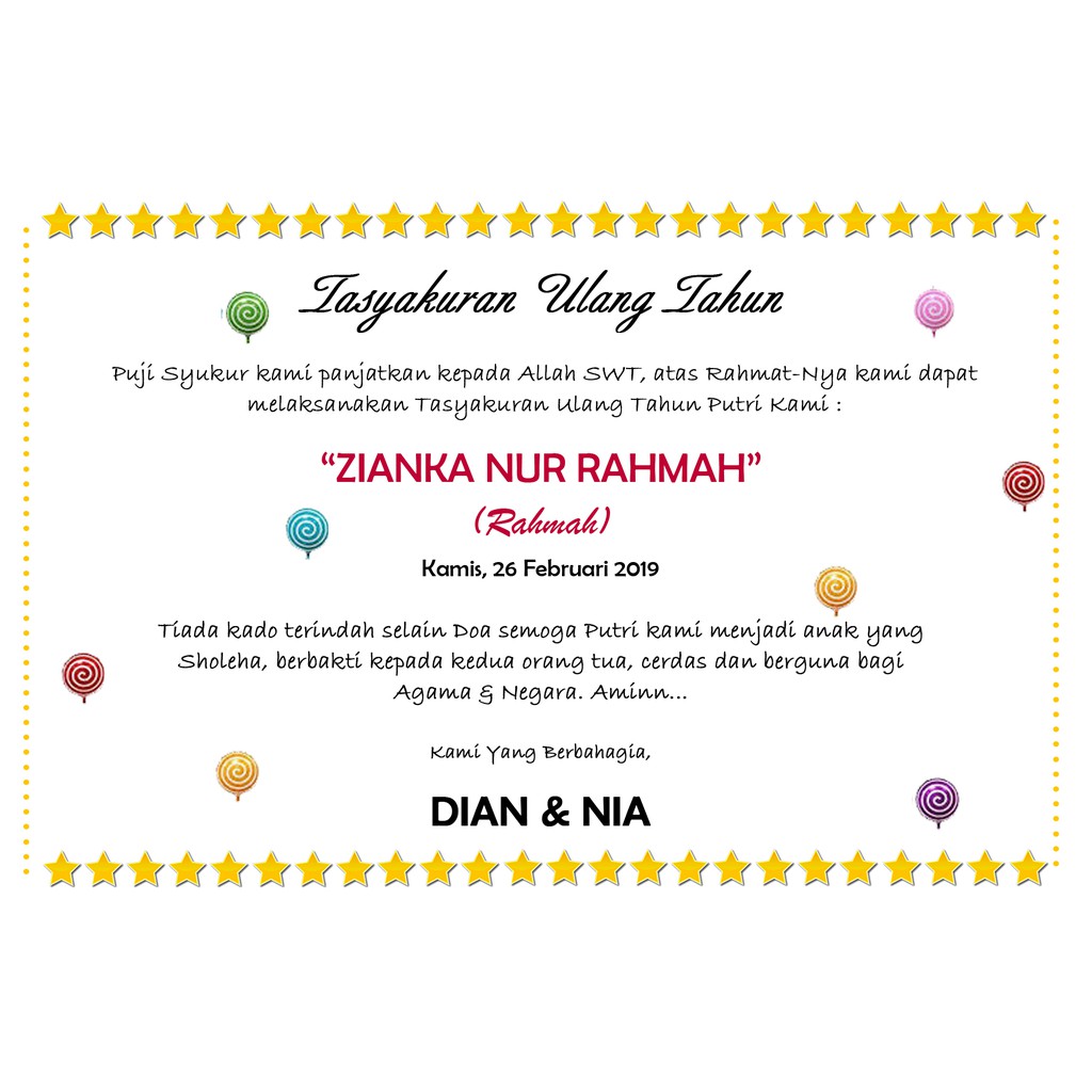 

KARTU SYUKURAN ULANG TAHUN TEMA BINTANG SIMPLE
