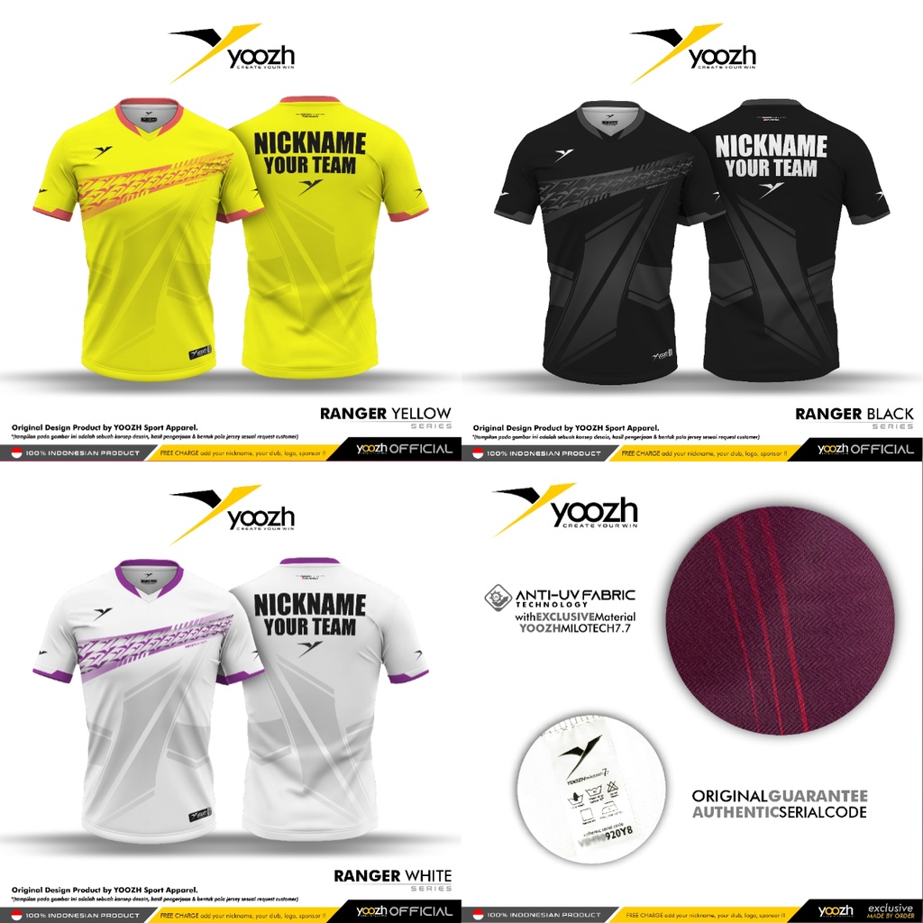 Multiverse Baju badminton YOOZH Ranger YELLOW custom kaos badminton yoozh ori