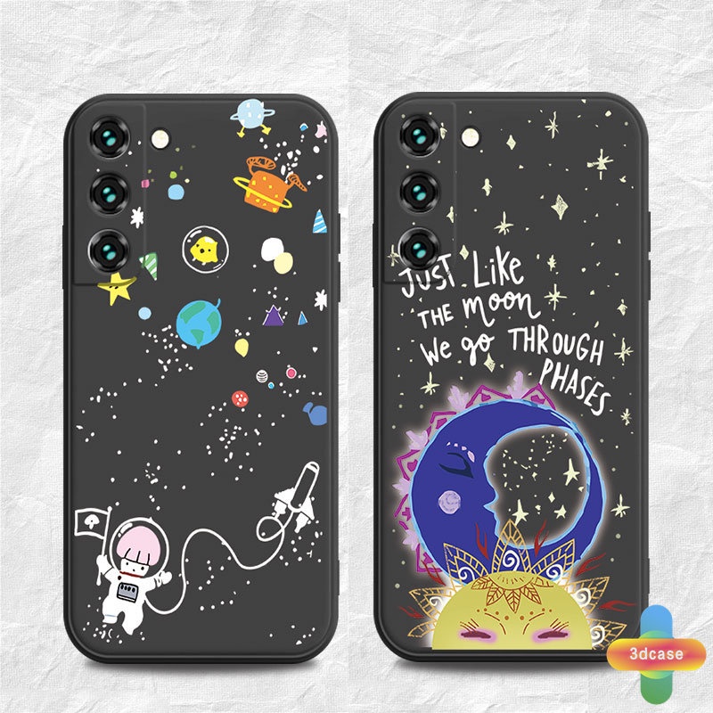 Casing Soft TPU Case Samsung A32 A52 A12 A13 A13LITE A23 A51 A10S A50 A20S J2 J7 Prime A02S A03 A20 A72 A50S A10 A30S A52S A30 M12 M10 M01S A54 A15 A16 A9 A5 Y12 Y20 A12 Cute Moon Pattern Anti-fall Case