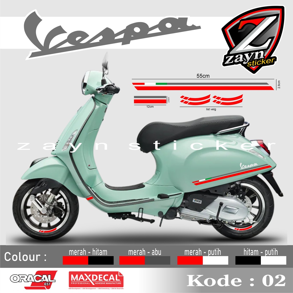 TERMURAH, STIKER LIST CUTTING STICKER STRIPING MODEL VESPA SPRINT CARBON 02