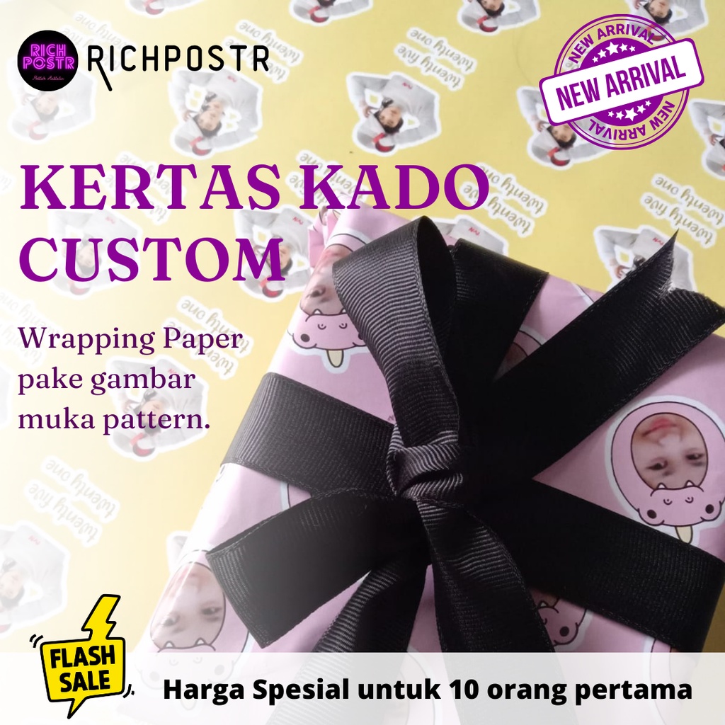 

KERTAS KADO CUSTOM TAMBAH TULISAN (3 lembar A3+) pakai foto sendiri/idol | cetak wrapping gift paper bungkus kado ultah ulang tahun ulangtahun birthday anak temen saudara sahabat keluarga anniversary wedding baby born lahiran richpostr