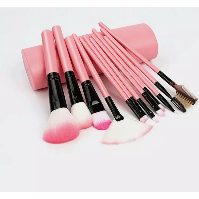 Brush 12 Set In Tube Kuas Tabung Rias Make Up 12 Set Kuas Make Up Tabung