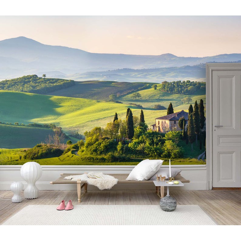 3D WALLPAPER CUSTOM WALLBANNER DINDING Hijau 3D, Wallpaper Polos,