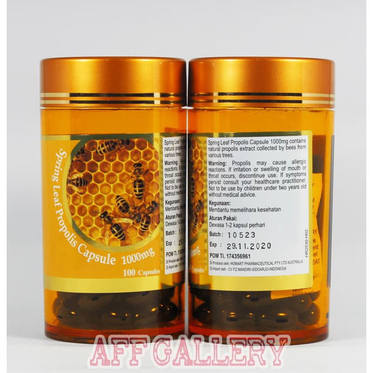 Spring Leaf Propolis Capsule 1000mg Isi 100kapsul Springleaf