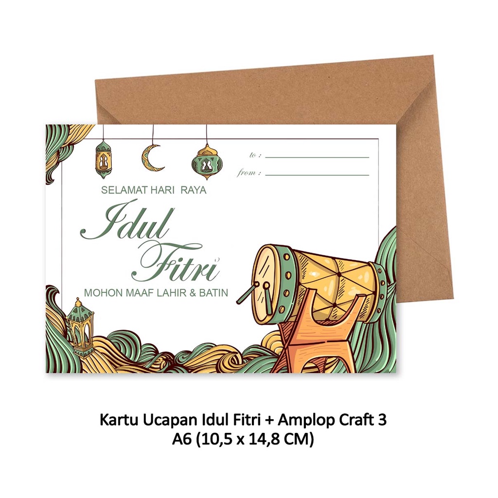 Kartu Ucapan Greeting Cards IDUL FITRI / RAMADAN + Amplop Craft A6