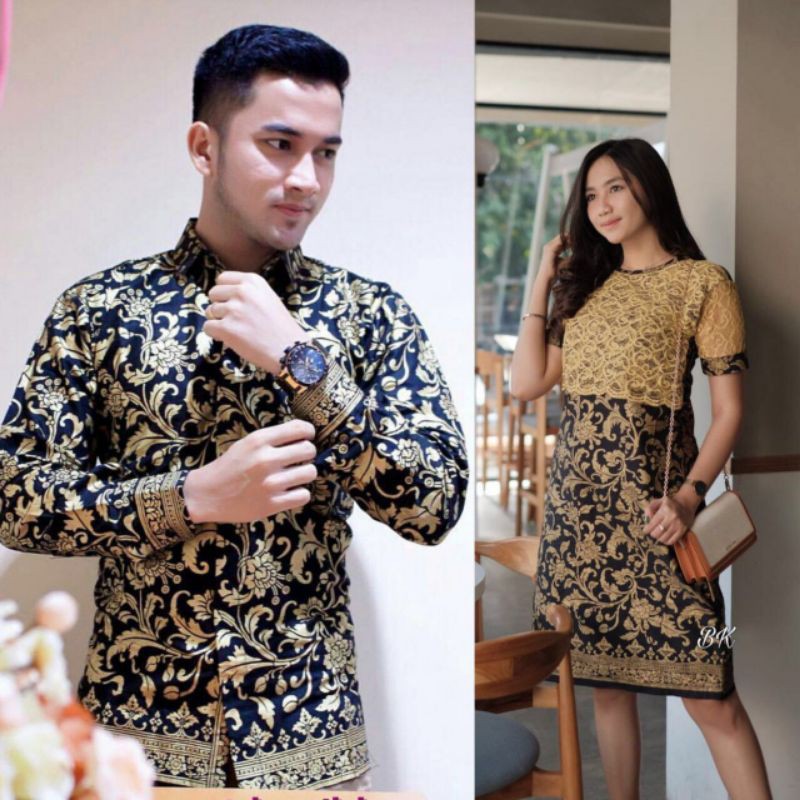 COUPLE DRESS BATIK BROKAT, BATIK MIX BROKAT