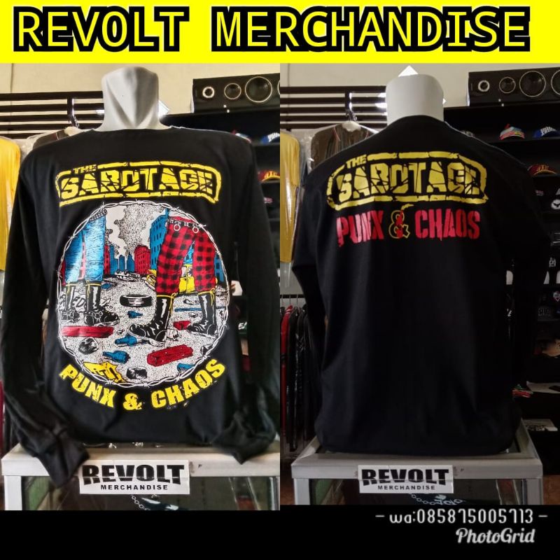 kaos lengan panjang THE SABOTAGE (punk & chaos), long slevee the sabotage, kaos panjang punk, kaos p