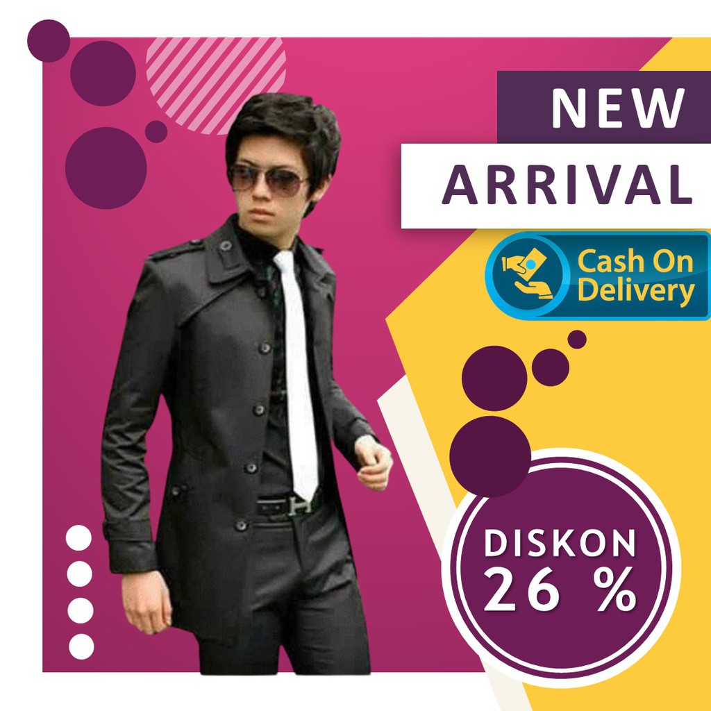 JAKET PRIA KOREA HITAM KEREN / JAS PRIA HITAM KOREA KEREN BISA COD