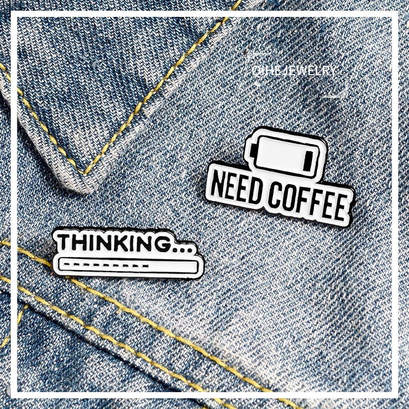 2021 Bros pin Enamel Desain Coffee Mind Progress Bar Untuk Hadiah