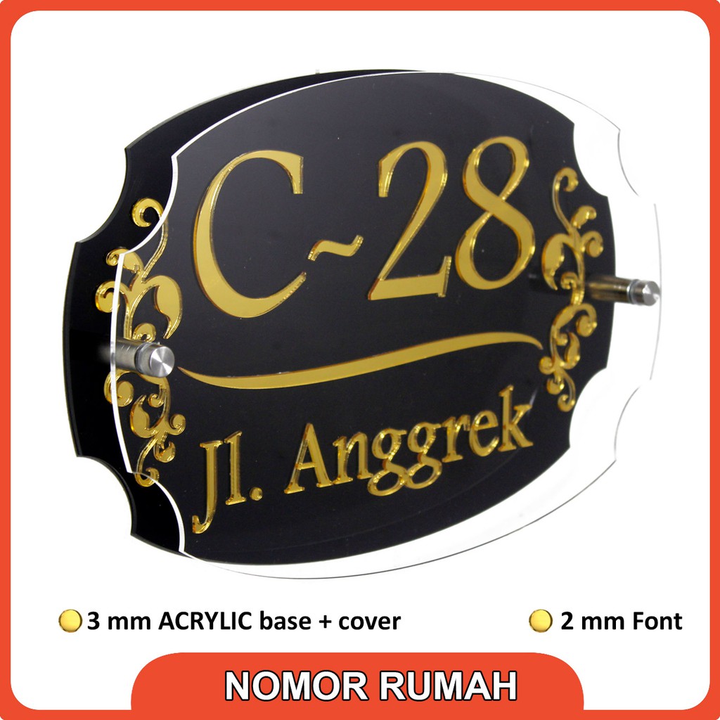 Nomor Rumah Acrylic Akrilik Gold Mirror Vintage 01 Shopee Indonesia