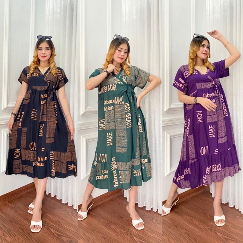 Daster Serut Elsa | Kimono Andin Pendek Motif Koran Murah Rayon Premium Viscose Grade A Busui