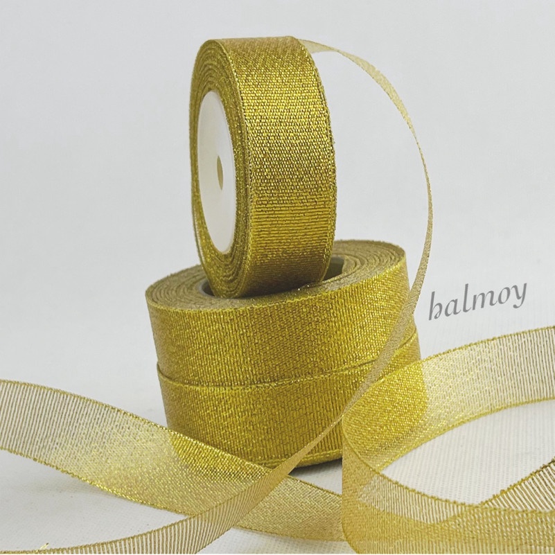 

PITA KAIN GLITTER EMAS GOLD 1 INCI 24 CM 20 YARDS
