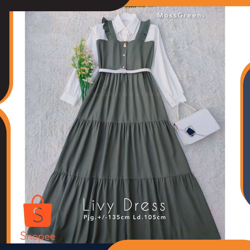 Grosir Gamis terbaru 2021 termurah / LIVY DRESS / Gamis remaja dewasa kekinian korean style /