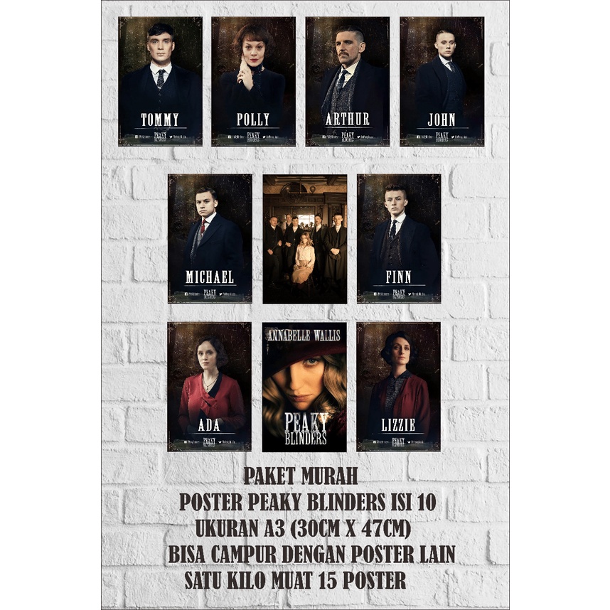 PAKET MURAH POSTER PEAKY BLINDERS UKURAN A4 (BISA CUSTOM GAMBAR)