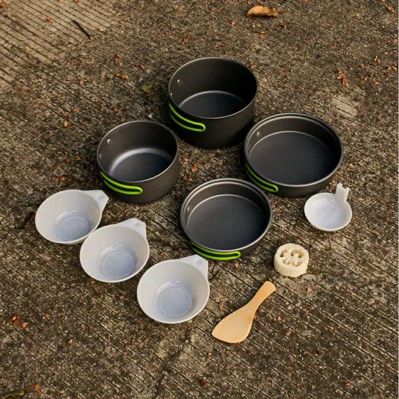 Paket Alat Masak Panci wajan Nesting isi 4 Panci Kemping Gunung / Cooking Set DS301 Camping Outdoor