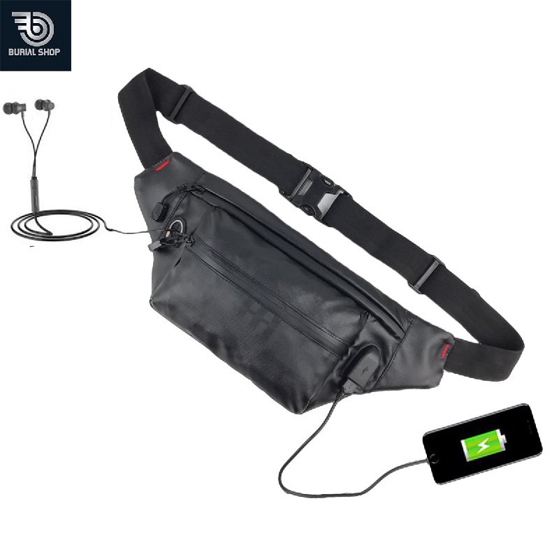 Tas Selempang Waistbag USB Waterproof Terbaru-Bs