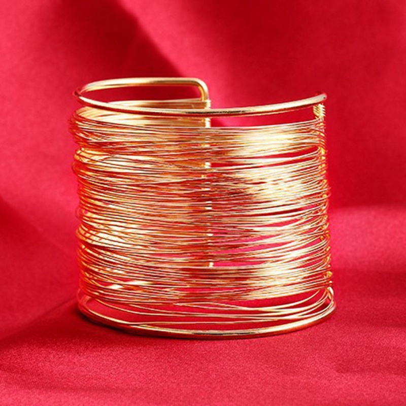 1pc Gelang Bangle Cuff Adjustable Model Terbuka Untuk Wanita