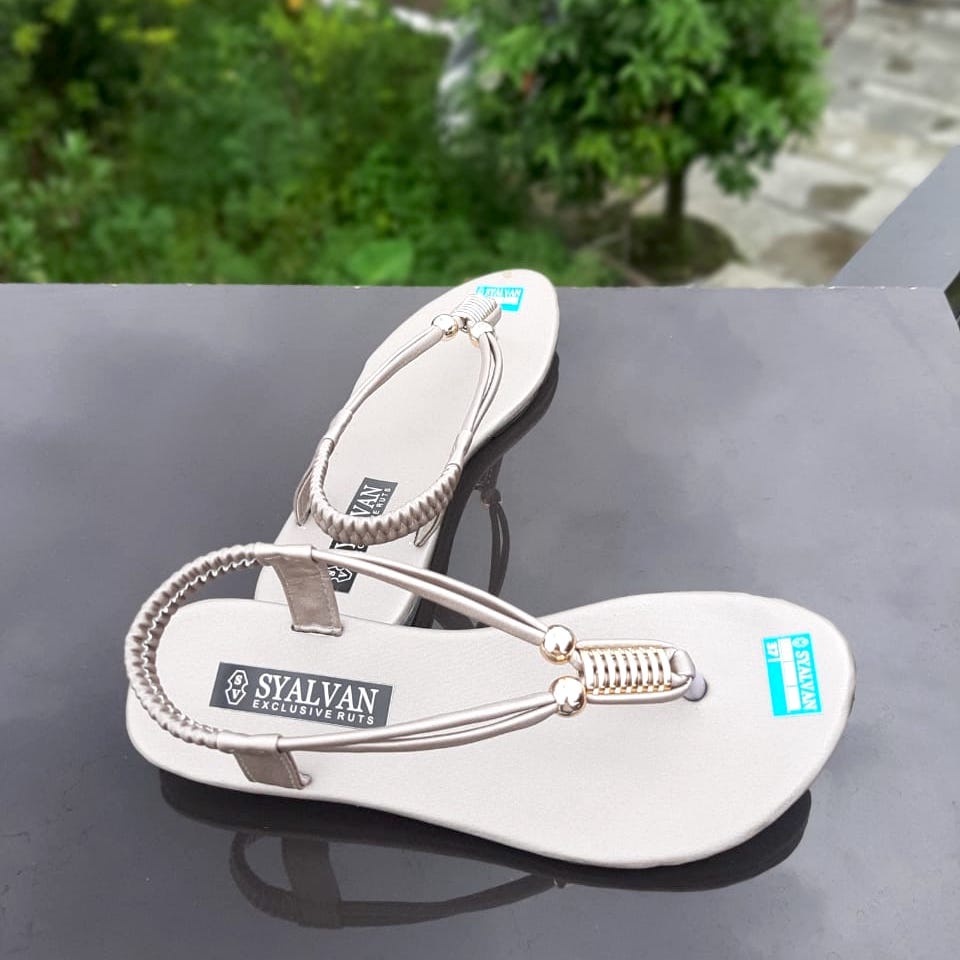 SDPD02 Sepatu Sandal Wanita Perempuan Model Teplek Tali - Motif Spiral