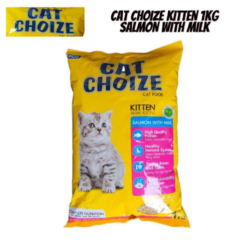 cat choize kitten salmon milk  kuning  freshpack 1kg   makanan anak kucing kitten kering
