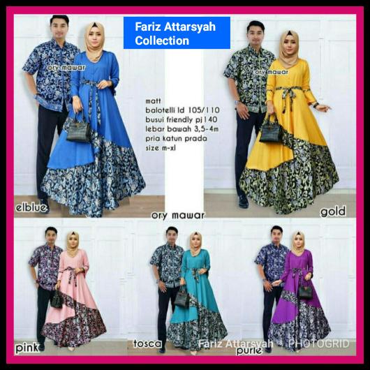 Baju Batik Gamis Sarimbit Couple Dress Hijab Muslim Keluarga Mewah