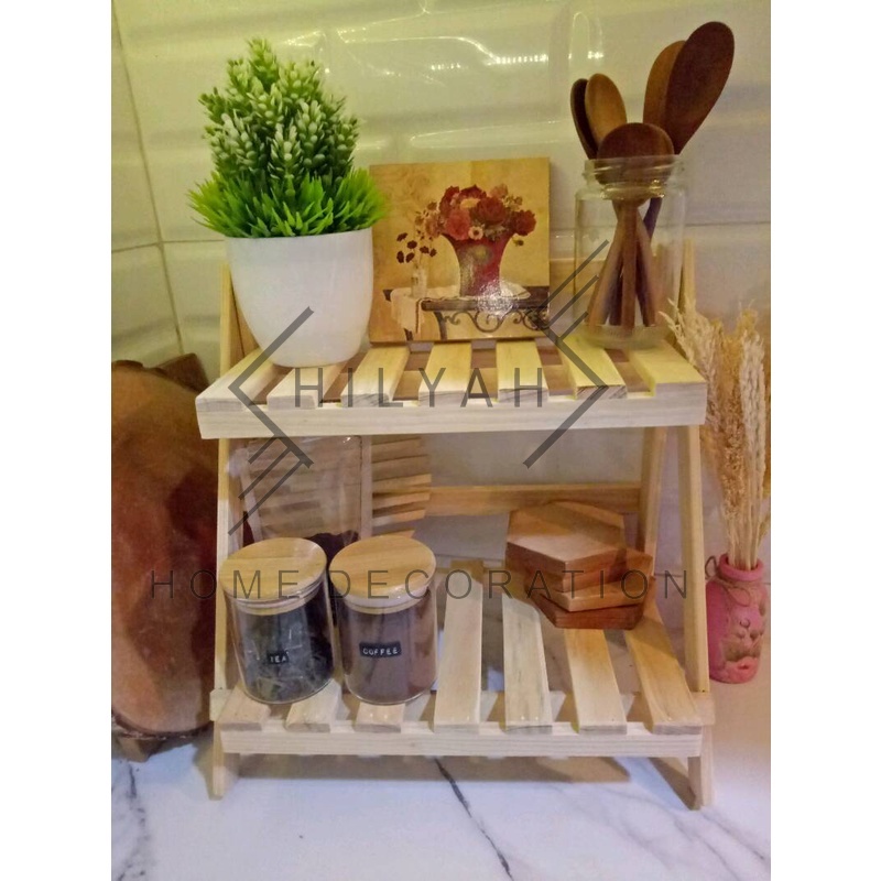 Rak Bunga Lipat 2 Susun Kayu Jati Belanda