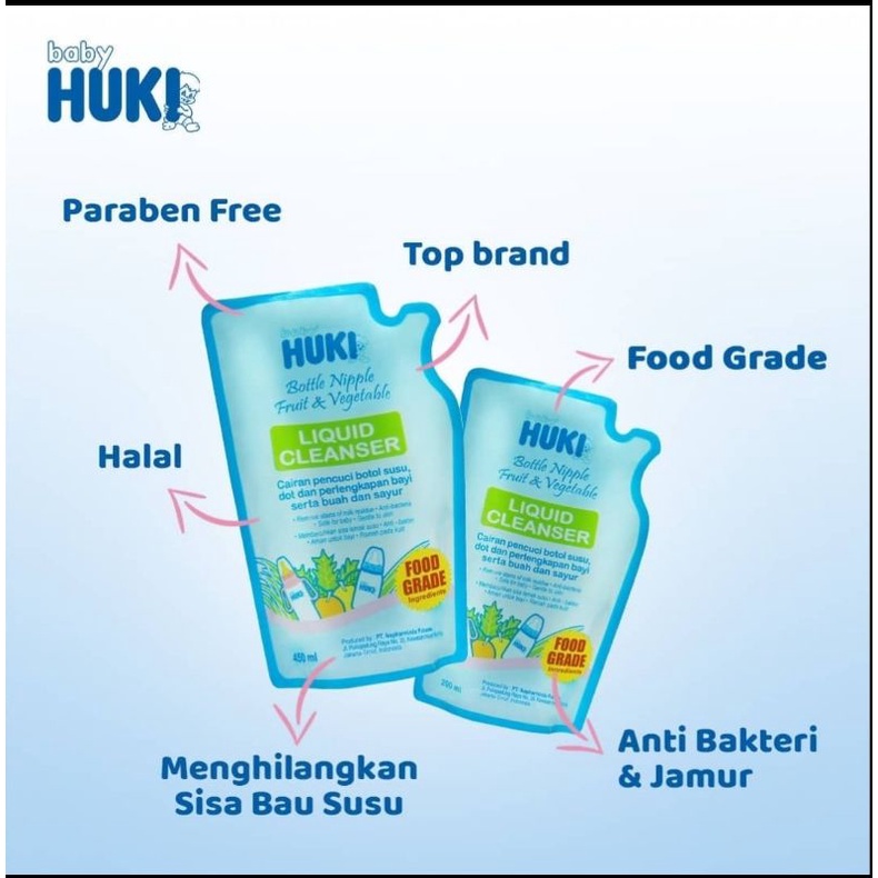 lov me❤️ Huki Liquid Cleanser -Sabun Pembersih Cuci Botol Sayur Buah 450ml 200ml 100ml